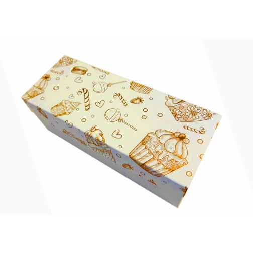 Коробка на 3 капкейки "Золоті десерти" без вікна, 230*90*90мм