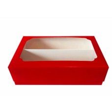 Коробка "Червона" для макаронс з вікном та перегородкою, 200*120*60