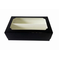 Картонна упаковка з перегородкою для макаронс "Чорна", 200*120*60