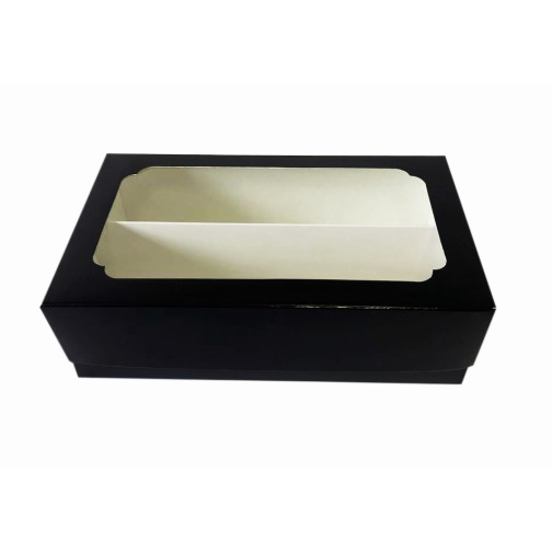 Картонна упаковка з перегородкою для макаронс "Чорна", 200*120*60