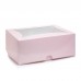 Коробка на 6 капкейків із вікном - "кекс" рожева, 240*180*90