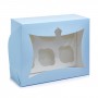 Коробка на 6 капкейків із вікном - "кекс" блакитна, 240*180*90