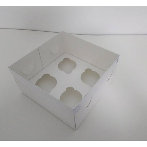Коробка на 4 капкейки з пластиковою кришкою, 200*200*105