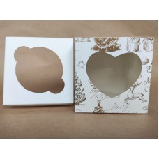 Box for 1 cupcake "Merry Christmas" (heart), gold print, 90*90*90