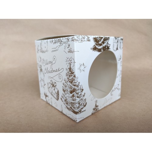Коробка на 1 капкейк "Merry Christmas" (коло), друк золотом, 90*90*90