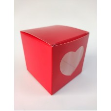 Box for 1 cupcake "Red" with a window - a heart, 90*90*90