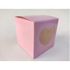 Box for 1 cupcake "Pink" with a window, 90*90*90