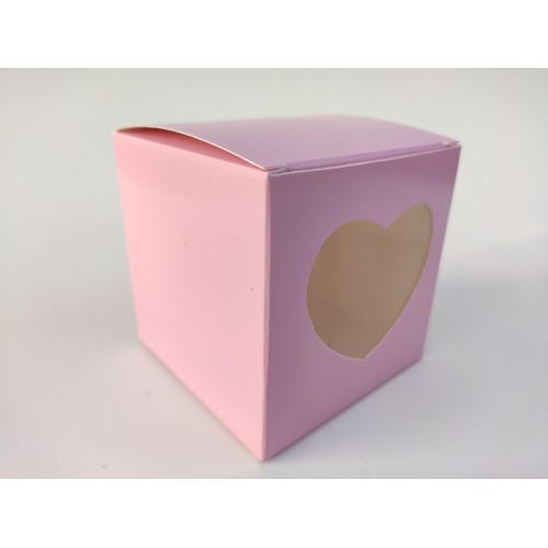 Коробка на 1 капкейк "Рожева" з віконцем, 90*90*90