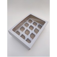 Box for 12 cupcakes with microcorrugated cardboard window, 350*250*110