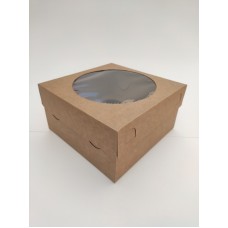 Box for 4 cupcakes with a window, kraft cardboard, 200*200*105