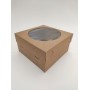 Коробка на 4 капкейки з вікном, крафт-картон, 200*200*105