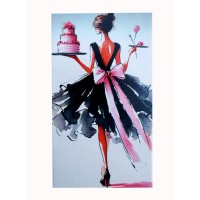 Бірка «Жінка з тортом». 50*90, 20 шт.