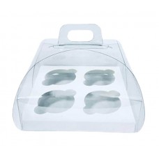 Transparent plastic bonbonniere for 4 cupcakes, 170*170*120