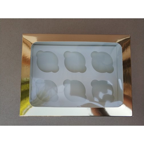 Коробка на 6 капкейків "Золото" з віконцем, 240*180*90мм