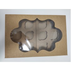 Коробка із крафта на 12 капкейків із вікном, 354*241*90