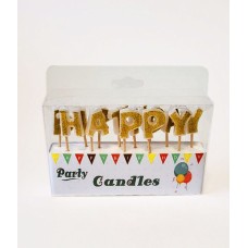 Свічки для торту "Happy Birthday" золото
