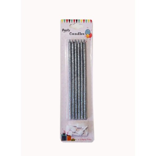 Свічки срібні з блиском, 6 шт.