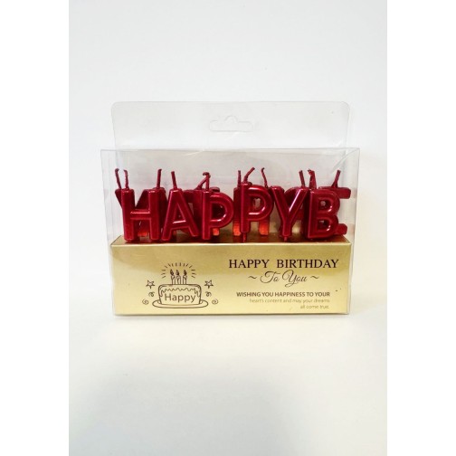 Свічки для торту "Happy Birthday" червоні