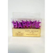 Свічки для торту "Happy Birthday" фуксія