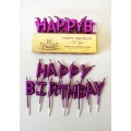 Свічки для торту "Happy Birthday" фуксія