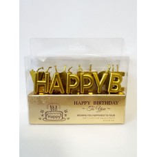 Свічки для торту "Happy Birthday" золото