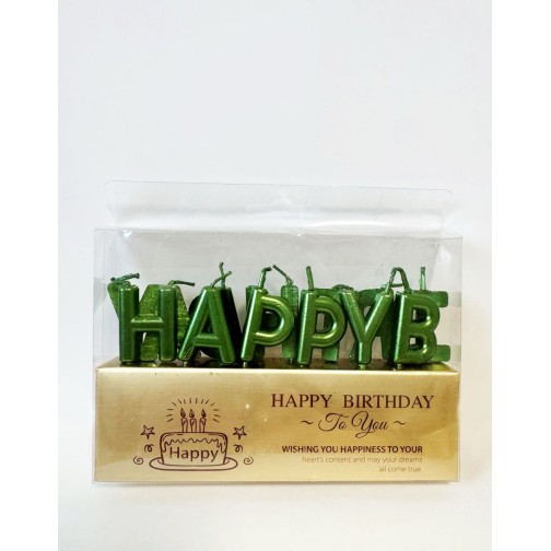 Свічки для торту "Happy Birthday" зелені