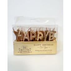 Свічки для торту "Happy Birthday" рожеве золото