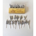 Свічки для торту "Happy Birthday" срібло