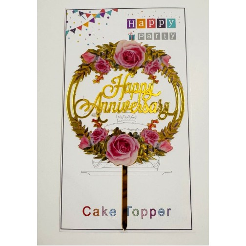 Топпер "Happy birthday” квітковий №10, акриловий пластик, 110*170