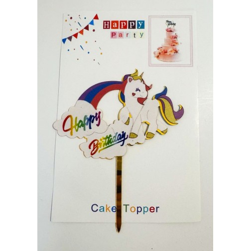 Топпер "Happy birthday” Єдиноріжка №1, акриловий пластик, 110*160