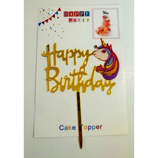 Топпер "Happy birthday” Єдиноріжка №3, акриловий пластик, 110*160
