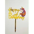Топпер "Happy birthday” Єдиноріжка №3, акриловий пластик, 110*160