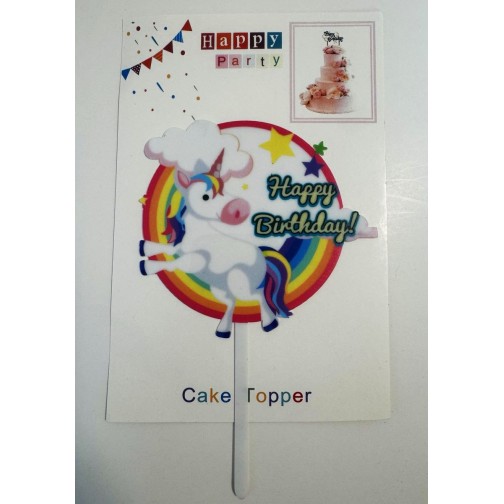 Топпер "Happy birthday” Єдиноріжка №5, акриловий пластик, 110*160