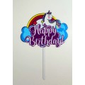 Топпер "Happy birthday” Єдиноріжка №7, акриловий пластик, 110*160
