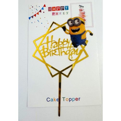 Топпер "Happy birthday” Посіпаки, акриловий пластик, 110*170