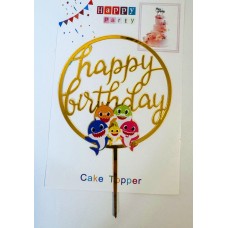 Топпер "Happy birthday” Акуленята, акриловий пластик, 110*170 Топпер "Happy birthday” Акуленята, акриловий пластик, 110*170