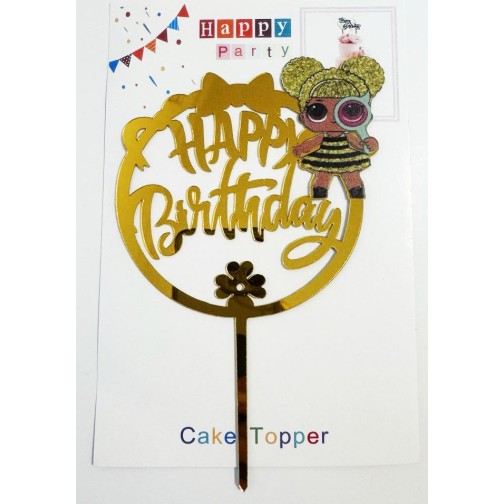 Топпер "Happy birthday” ЛОЛ №1, акриловий пластик, 110*170