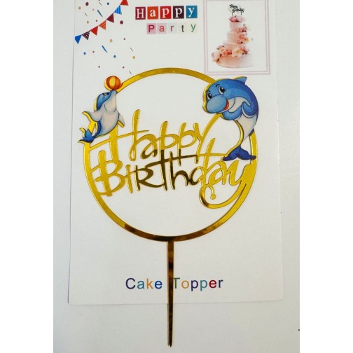 Топпер "Happy birthday” Дельфінчики, акриловий пластик, 110*170