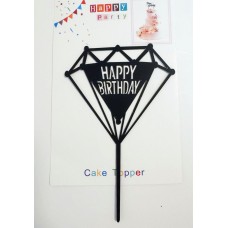 Топпер "Happy birthday” Діамант чорний, акриловий пластик, 110*170