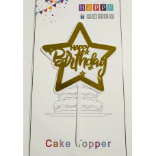 Топпер "Happy birthday” Біла зірка, акриловий пластик, 110*170