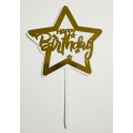 Топпер "Happy birthday” Біла зірка, акриловий пластик, 110*170