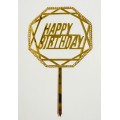 Топпер "Happy birthday” Багатогранний зі стразами, акриловий пластик, 110*170
