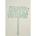 Топпер "Happy birthday” Ніжно-блакитний з серцем, акриловий пластик, 110*160