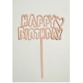 Топпер "Happy birthday” Ніжно-рожевий з серцем, акриловий пластик, 110*160