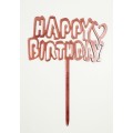 Топпер "Happy birthday” Рожевий з серцем, акриловий пластик, 110*160