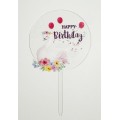 Топпер "Happy birthday” Лебідь прозорий, акриловий пластик, 110*160