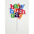 Топпер "Happy birthday” Зірочки №1, акриловий пластик, 110*160