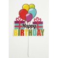 Топпер "Happy birthday” кульки, подарунки, акриловий пластик, 110*160