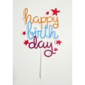 Топпер "Happy birthday” Зірочки №2, акриловий пластик, 110*160