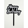 Топпер "Happy birthday” чорно-білий, акриловий пластик, 110*160